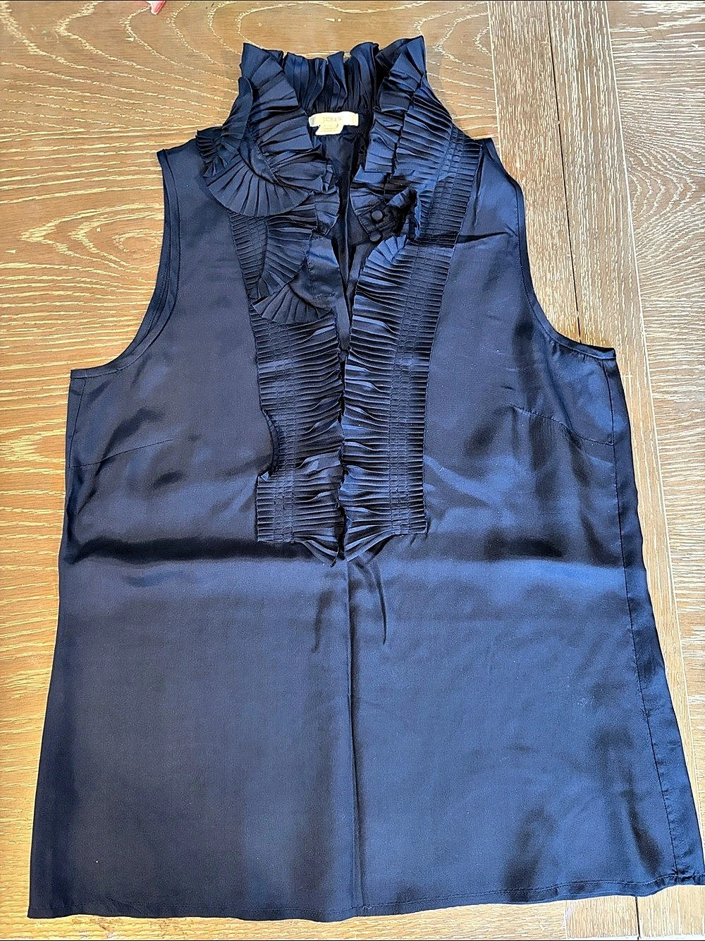 J.Crew Silk Ruffle-Collar Sleeveless Blouse Blue Size 0